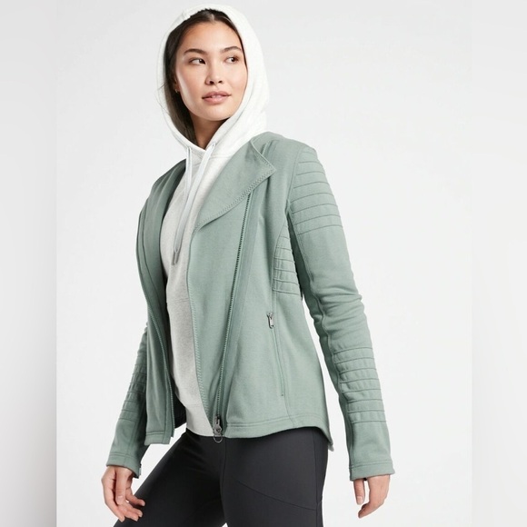 ATHLETA Moto Full Zip Sweatshirt Fleece Lined Athletic - Picture 3 of 15